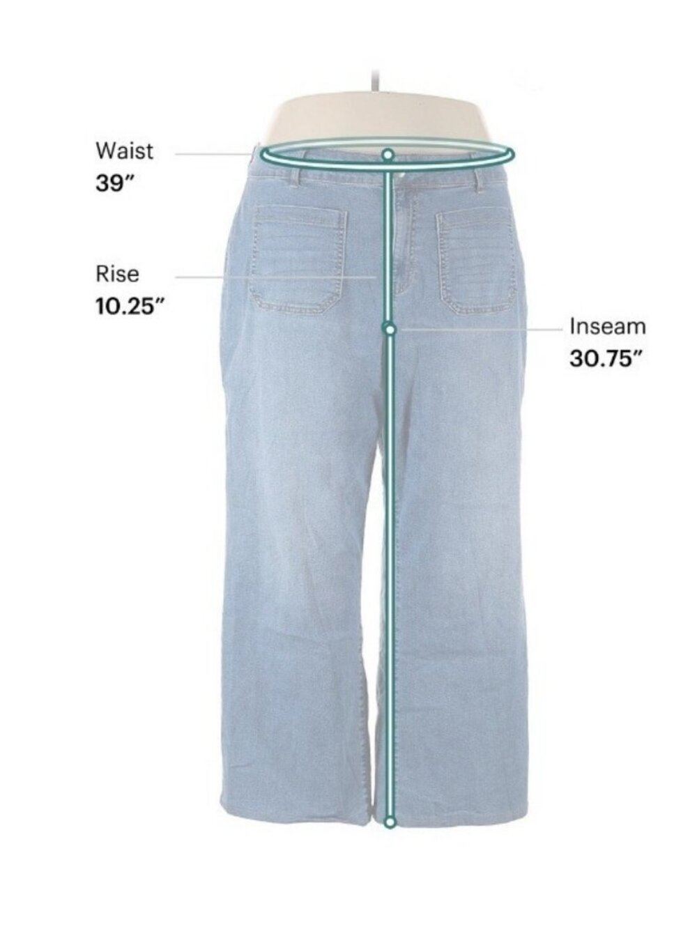 Westbound Womens Culotte Jeans Size 20W Blue Wide Leg Cropped Denim Pants - Picture 4 of 5
